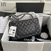 Chanel Classic Flap Bag Quilted Caviar Black Silver 15.5x25.5x6.5cm - 2