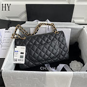 Chanel Classic Flap Bag Quilted Caviar Black Gold 15.5x25.5x6.5cm - 4