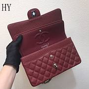 Chanel Classic Flap Bag Quilted Caviar Burgundy Silver 25*14*7cm - 5