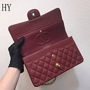 Chanel Classic Flap Bag Quilted Caviar Burgundy Gold 25*14*7cm - 5