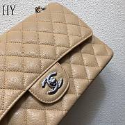 Chanel Classic Flap Bag Quilted Caviar Beige Silver 25*14*7cm - 3