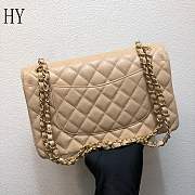 Chanel Classic Flap Bag Quilted Caviar Beige Gold 25*14*7cm - 3