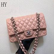 Chanel Classic Flap Bag Quilted Lambskin Pink Silver 25*14*7cm - 1