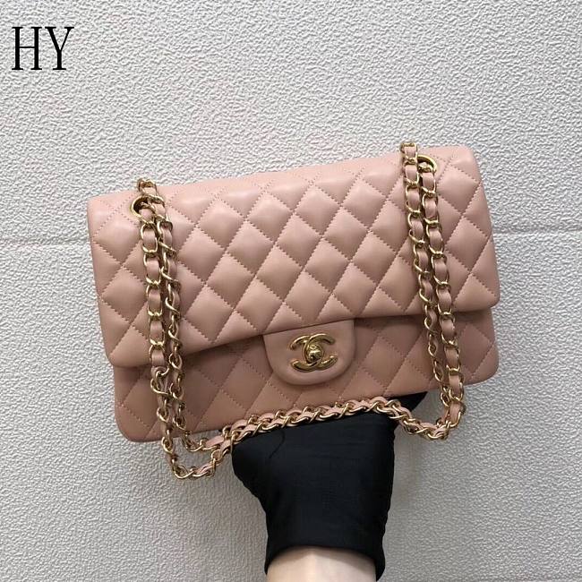 Chanel Classic Flap Bag Quilted Lambskin Pink Gold 25*14*7cm - 1