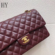 Chanel Classic Flap Bag Quilted Lambskin Burgundy Gold 25*14*7cm - 3