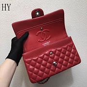 Chanel Classic Flap Bag Quilted Lambskin Red Silver 25*14*7cm - 5