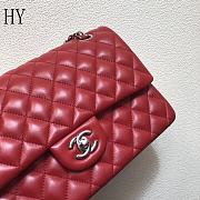 Chanel Classic Flap Bag Quilted Lambskin Red Silver 25*14*7cm - 2