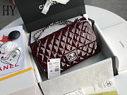 Chanel Classic Flap Bag Burgundy Silver Quilted Patent Leather 25cm - 1