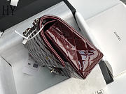 Chanel Classic Flap Bag Burgundy Silver Quilted Patent Leather 25cm - 2