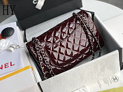 Chanel Classic Flap Bag Burgundy Silver Quilted Patent Leather 25cm - 3