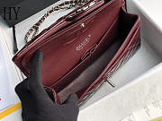 Chanel Classic Flap Bag Burgundy Silver Quilted Patent Leather 25cm - 4