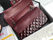 Chanel Classic Flap Bag Burgundy Silver Quilted Patent Leather 25cm - 5