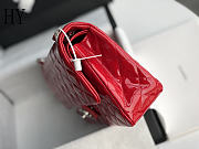 Chanel Classic Flap Bag Red Silver Quilted Patent Leather 25cm - 5