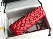 Chanel Classic Flap Bag Red Silver Quilted Patent Leather 25cm - 4