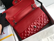 Chanel Classic Flap Bag Red Silver Quilted Patent Leather 25cm - 2