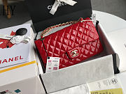 Chanel Classic Flap Bag Red Gold Quilted Patent Leather 25cm - 1