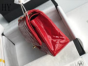 Chanel Classic Flap Bag Red Gold Quilted Patent Leather 25cm - 5