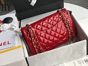 Chanel Classic Flap Bag Red Gold Quilted Patent Leather 25cm - 3