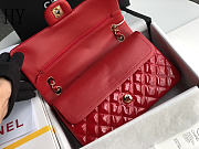 Chanel Classic Flap Bag Red Gold Quilted Patent Leather 25cm - 2