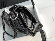 Chanel Classic Flap Bag Black Silver Quilted Patent Leather 25cm - 4