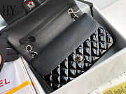 Chanel Classic Flap Bag Black Silver Quilted Patent Leather 25cm - 3