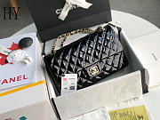 Chanel Classic Flap Bag Black Gold Quilted Patent Leather 25cm - 1