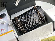 Chanel Classic Flap Bag Black Gold Quilted Patent Leather 25cm - 3