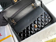 Chanel Classic Flap Bag Black Gold Quilted Patent Leather 25cm - 2