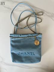 	 Chanel 22 Mini Caviar Blue Gold 19-20-6cm - 1