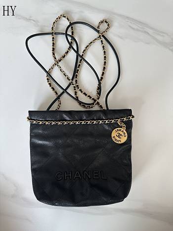 Chanel 22 Mini Caviar Black Gold 19-20-6cm