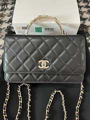 Chanel 23K Camellia Handle WOC Black Lambskin 19cm - 1