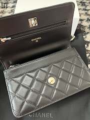 Chanel 23K Camellia Handle WOC Black Lambskin 19cm - 5