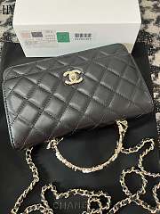 Chanel 23K Camellia Handle WOC Black Lambskin 19cm - 4