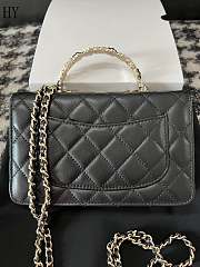 Chanel 23K Camellia Handle WOC Black Lambskin 19cm - 3