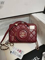 Chanel Camera Bag Burgundy 11.5×16×6cm - 1