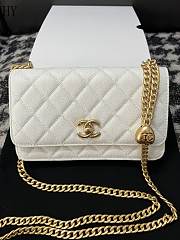 Chanel Caviar Quilted Textured CC Wallet on Chain WOC White - 1