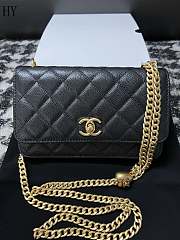 	 Chanel Caviar Quilted Textured CC Wallet on Chain WOC Black - 1