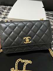 	 Chanel Caviar Quilted Textured CC Wallet on Chain WOC Black - 4