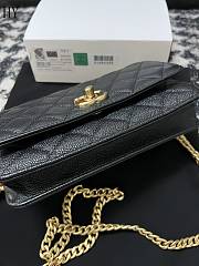 	 Chanel Caviar Quilted Textured CC Wallet on Chain WOC Black - 3