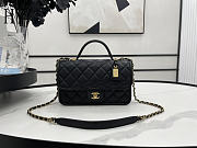 Chanel Caviar Quilted School Memory Top Handle Falp Bag Black 25×21.5×7cm - 1