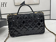 Chanel Quilted School Memory Top Handle Falp Bag Patent Black 25×21.5×7cm - 3