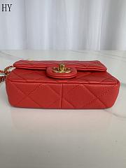 Chanel Mini Flap Bag White Double Pearl Crush in Red Calfskin 18x13x7cm - 3