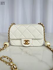 Chanel Mini Flap Bag White Double Pearl Crush in White Calfskin 18x13x7cm - 1