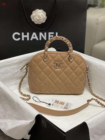 Chanel Small Tote Clutch with Chain Bag Beige 20*15*6cm