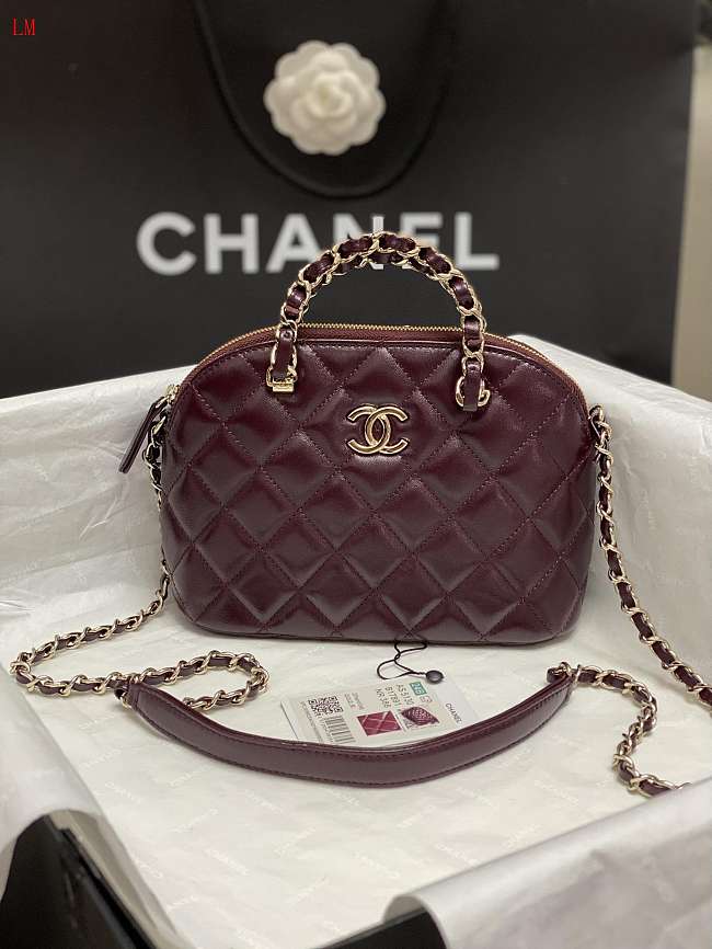 Chanel Small Tote Clutch with Chain Bag Burgundy 20*15*6cm - 1