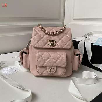 Chanel 23K Triple Pocket Backpack Pink 19.5*18*10cm