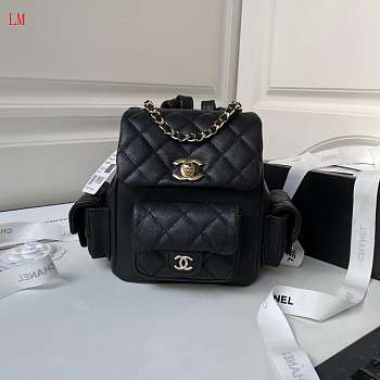 Chanel 23K Triple Pocket Backpack Black 19.5*18*10cm