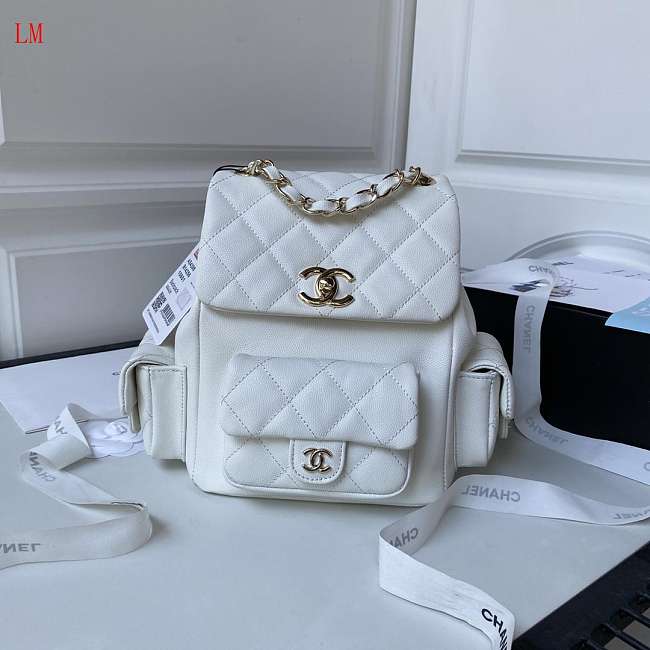 Chanel 23K Triple Pocket Backpack White 21.5x19.5x12cm - 1