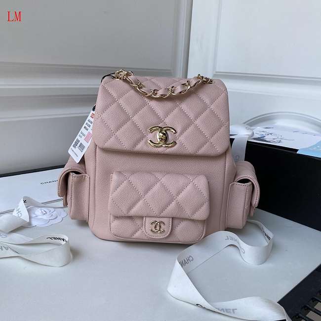 Chanel 23K Triple Pocket Backpack Pink 21.5x19.5x12cm - 1