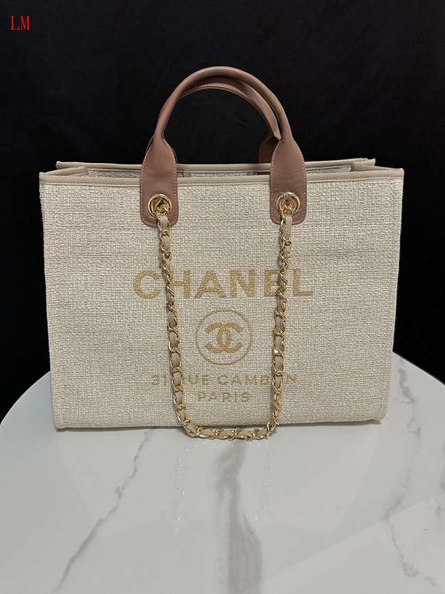 Chanel Deauville Tote Bag Beige 38×30×18cm - 1